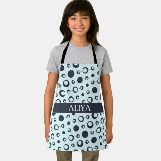 Cirkels Blauw Zwart Minimaal Patroon Schort (Insitu)