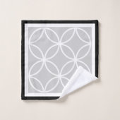 Cirkels bloemblaadjes diamanten zwart grijs wit bad handdoek (Wasdoekje)