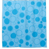 Cirkels, bubbels, blauw en cyaan douchegordijn (Voorkant)