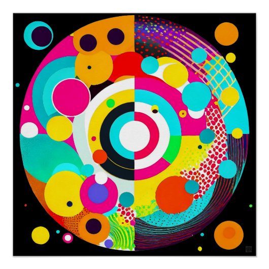 Cirkels Compositie Glossy Art Poster (Voorkant)