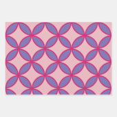 Cirkels diamanten bloemen patroon Set van 3 Inpakpapier Vel (Voorkant)