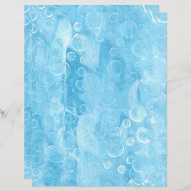 Cirkels en bollen op lichtblauwe papieren vellen (Voorkant / Achterkant)