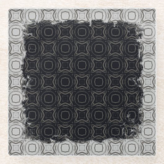 Cirkels en diamanten in Bronze Pattern Glazen Onderzetter (Voorkant)