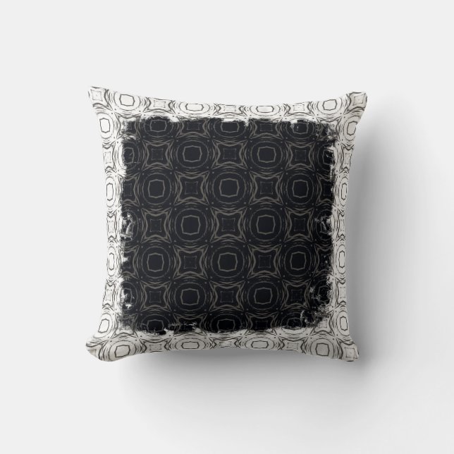 Cirkels en diamanten in zwart-wit patroon kussen (Voorkant)