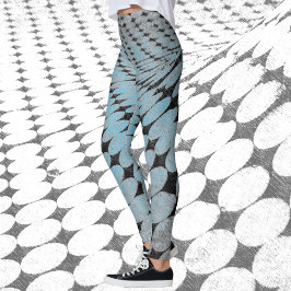 Cirkels en diamanten patroon grijs blauw edgy chic leggings
