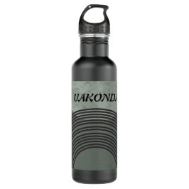 Cirkels en lijnen tekenen in zwart, geel, groen waterfles 