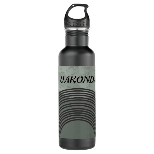 Cirkels en lijnen tekenen in zwart, geel, groen waterfles (Voorkant)