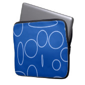 Cirkels en lussen op blauw laptop sleeve (Voorkant Links)
