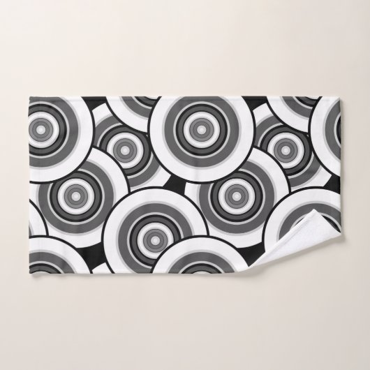 Cirkels en ringen geometrisch zwart-wit patroon bad handdoek (Handdoek)