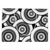 Cirkels en ringen geometrisch zwart-wit patroon groot cadeauzakje (Achterkant)