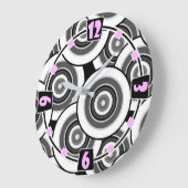 Cirkels en ringen geometrisch zwart-wit patroon grote klok (Hoek)