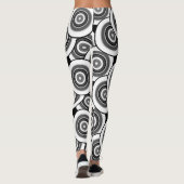 Cirkels en ringen geometrisch zwart-wit patroon leggings (Achterkant)