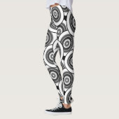 Cirkels en ringen geometrisch zwart-wit patroon leggings (Links)