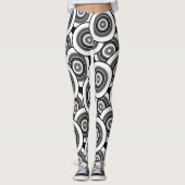 Cirkels en ringen geometrisch zwart-wit patroon leggings (Voorkant)