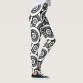 Cirkels en ringen geometrisch zwart-wit patroon leggings (Rechts)