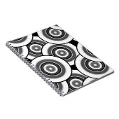 Cirkels en ringen geometrisch zwart-wit patroon notitieboek (Rechterzijde)