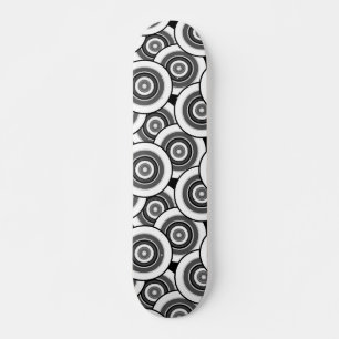 Cirkels en ringen geometrisch zwart-wit patroon persoonlijk skateboard