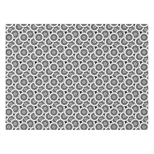 Cirkels en ringen geometrisch zwart-wit patroon tafelkleed (Voorkant (Horizontaal))