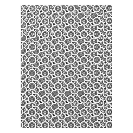 Cirkels en ringen geometrisch zwart-wit patroon tafelkleed (Voorkant)