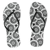 Cirkels en ringen geometrisch zwart-wit patroon teenslippers (Voetbed)