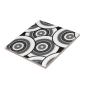 Cirkels en ringen geometrisch zwart-wit patroon tegeltje (Zijkant)