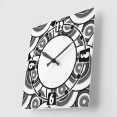 Cirkels en ringen geometrisch zwart-wit patroon vierkante klok (Hoek)