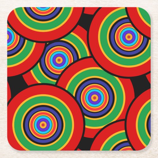 Cirkels en ringen retro kartonnen onderzetters (Voorkant)