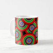 Cirkels en ringen retro koffiemok (Voorkant links)