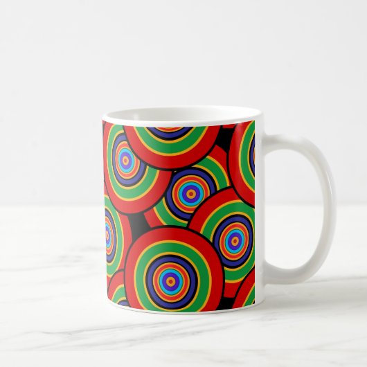 Cirkels en ringen retro koffiemok (Rechts)