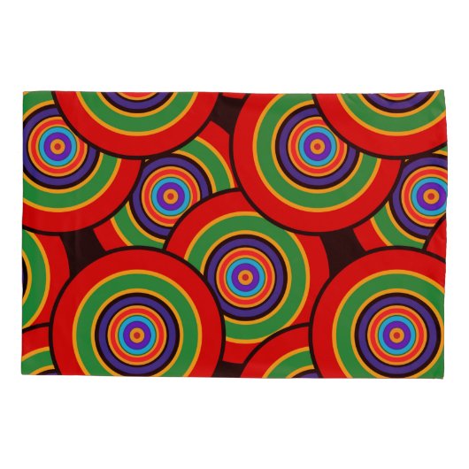 Cirkels en ringen retro kussensloop (Achterkant)