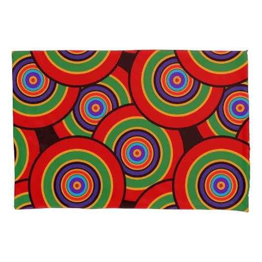 Cirkels en ringen retro kussensloop (Voorkant)