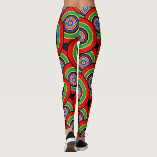 Cirkels en ringen retro leggings (Achterkant)