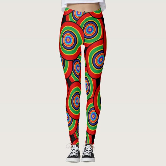 Cirkels en ringen retro leggings (Voorkant)