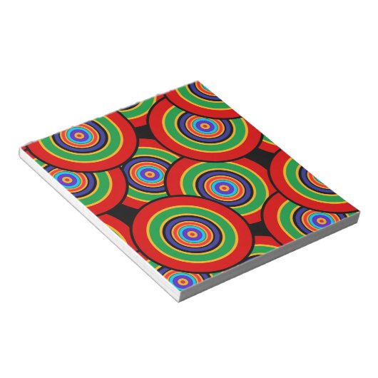 Cirkels en ringen retro notitieblok (Schuin)