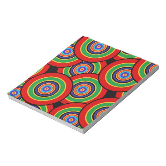 Cirkels en ringen retro notitieblok (Linkerzijde)