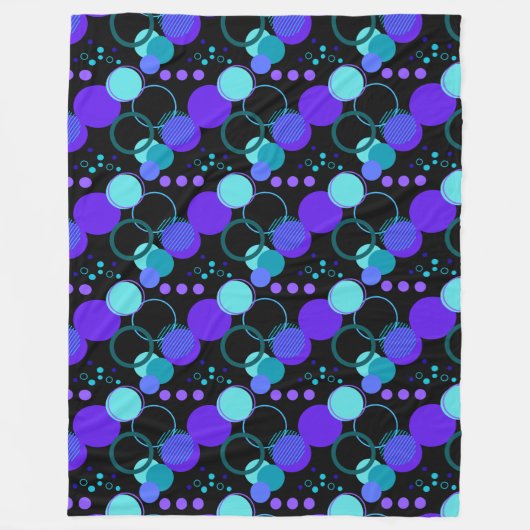 Cirkels en ronde vormen Patroon in zwart Fleece Deken (Voorkant)