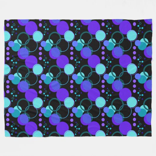 Cirkels en ronde vormen Patroon in zwart Fleece Deken (Voorkant (Horizontaal))