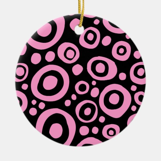 Cirkels en spots 02 - Roze Keramisch Ornament (Voorkant)