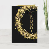 Cirkels en sterren op zwarte kerstfoto kaart (Voorkant)