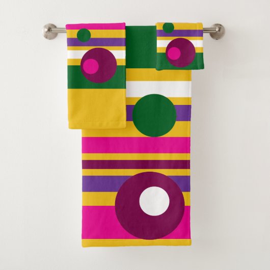 Cirkels en strepen gewaagd modern bad handdoek (Insitu)