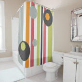 Cirkels en strepen gewaagd modern douchegordijn (In situ)