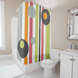 Cirkels en strepen gewaagd modern douchegordijn