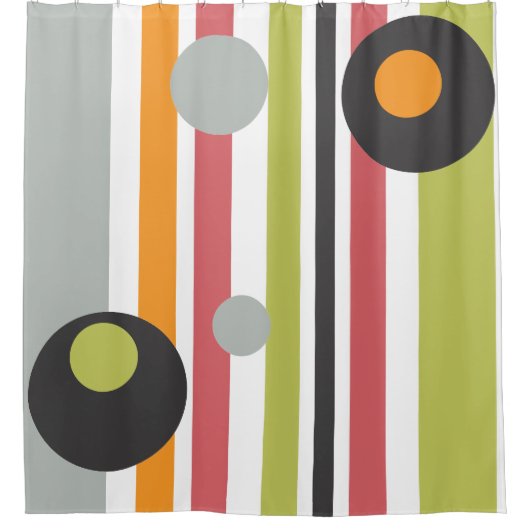Cirkels en strepen gewaagd modern douchegordijn (Voorkant)