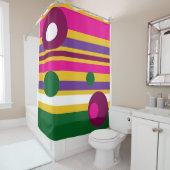 Cirkels en strepen gewaagd modern douchegordijn (In situ)