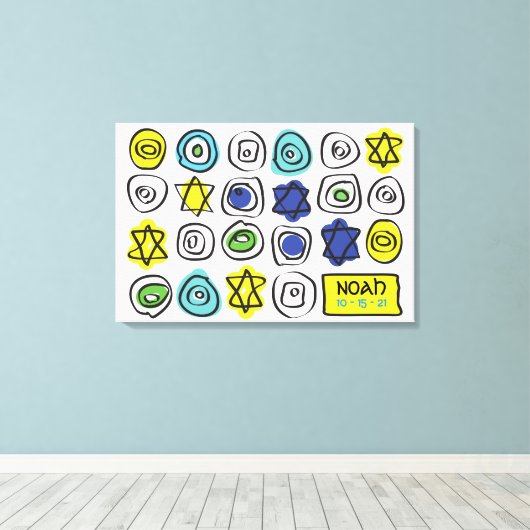 CIRKELS EN VIERKANTEN Bar Mitzvah Inloggen Board Canvas Afdruk (Insitu (Houten vloer))