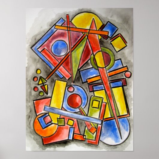 cirkels en vierkantjes moderne Bauhaus-geometrisch Poster (Voorkant)