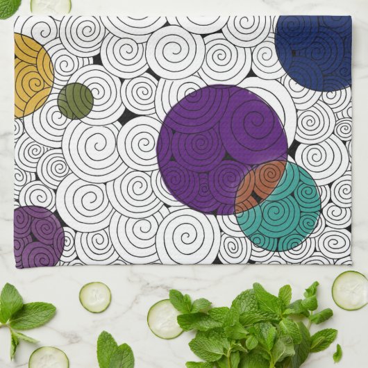 Cirkels en wervelingen keukenhanddoek (Gevouwen)