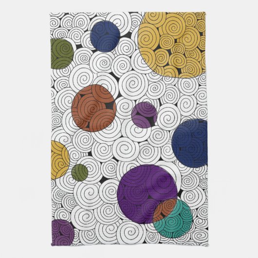 Cirkels en wervelingen keukenhanddoek (Verticaal)