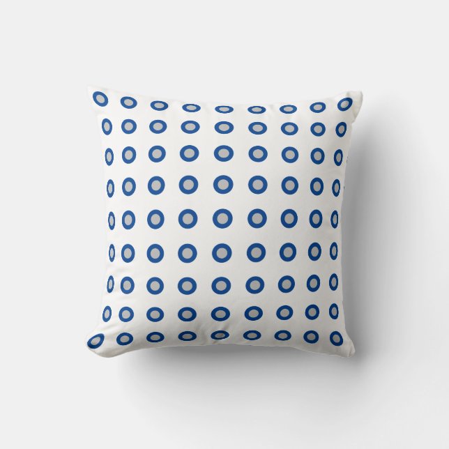 Cirkels Geel Blauw Polka Dots Patroon Wit 2021 Kussen (Voorkant)