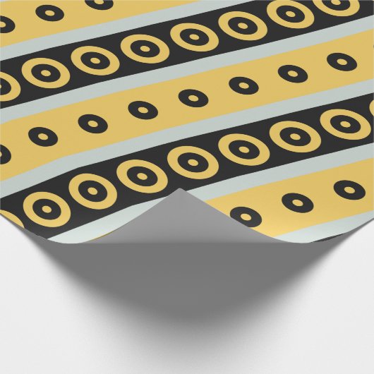 Cirkels Geel Zwart Minimaal Patroon Cadeaupapier (Hoek)